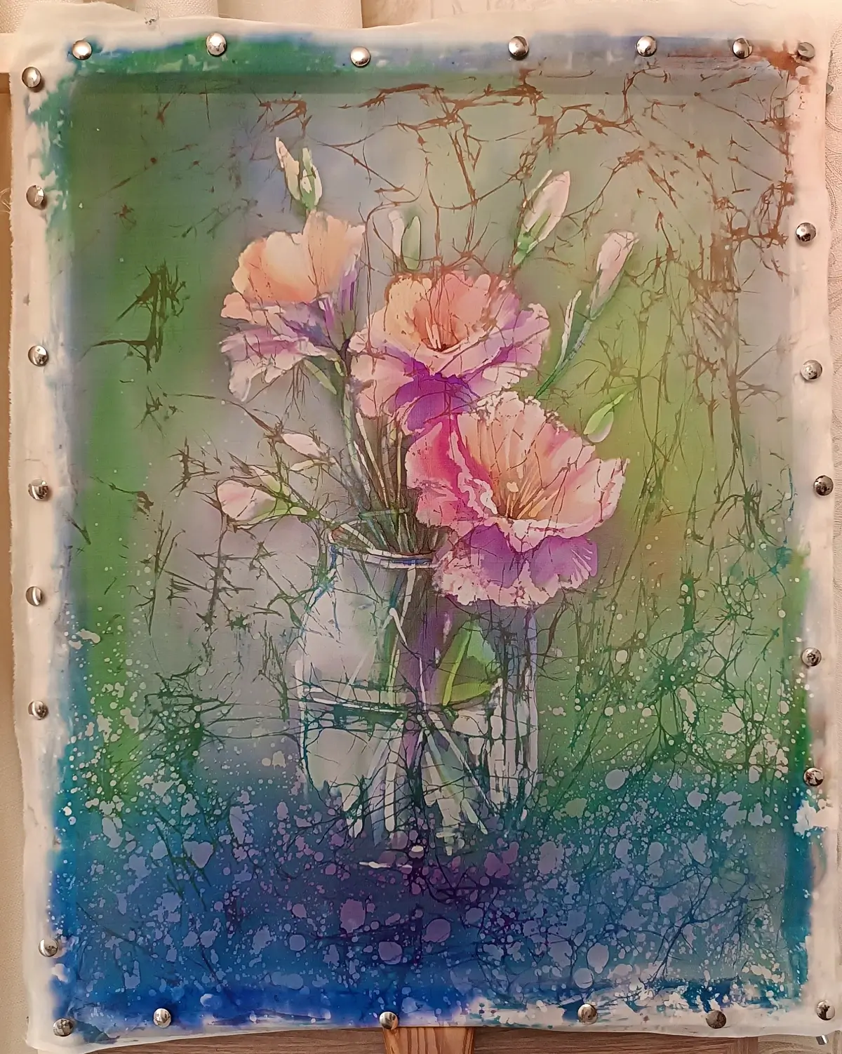 Нежный букет в технике горячий батик